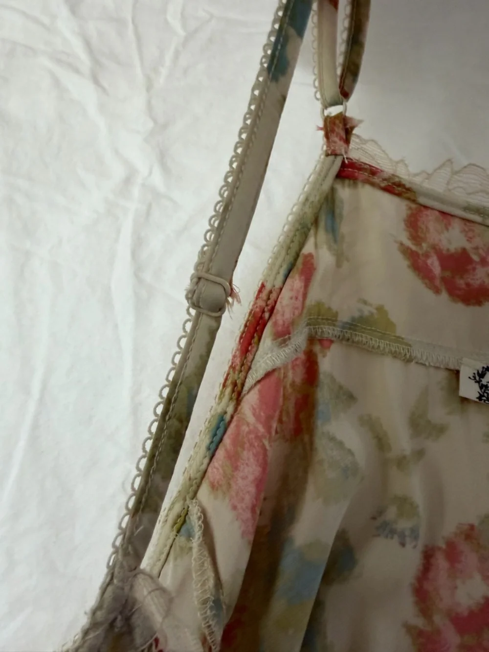 FREE PEOPLE‎ First Date Slip Dress Floral Lace Satin Cream S